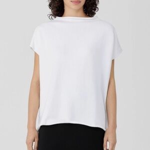 Eileen Fisher White Boxy Short Sleeve Sweatshirt